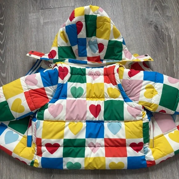 Mini Boden Multicolor Heart Patch 2 in 1 Best Winter Jacket size 3-4YR